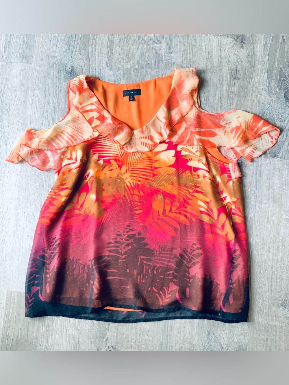 Investments Cold-Shoulder Tropical Blouse XL